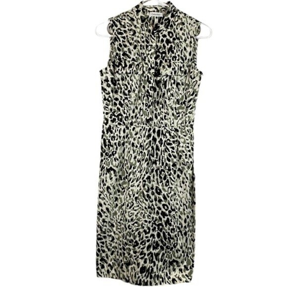 Calvin Klein Dress Womens Size 8 Animal Print Multicolor Sleeveless - Picture 1 of 11